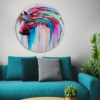 Abstract kleurrijk paardenschilderij voor moderne interieurs forex muurcirkel