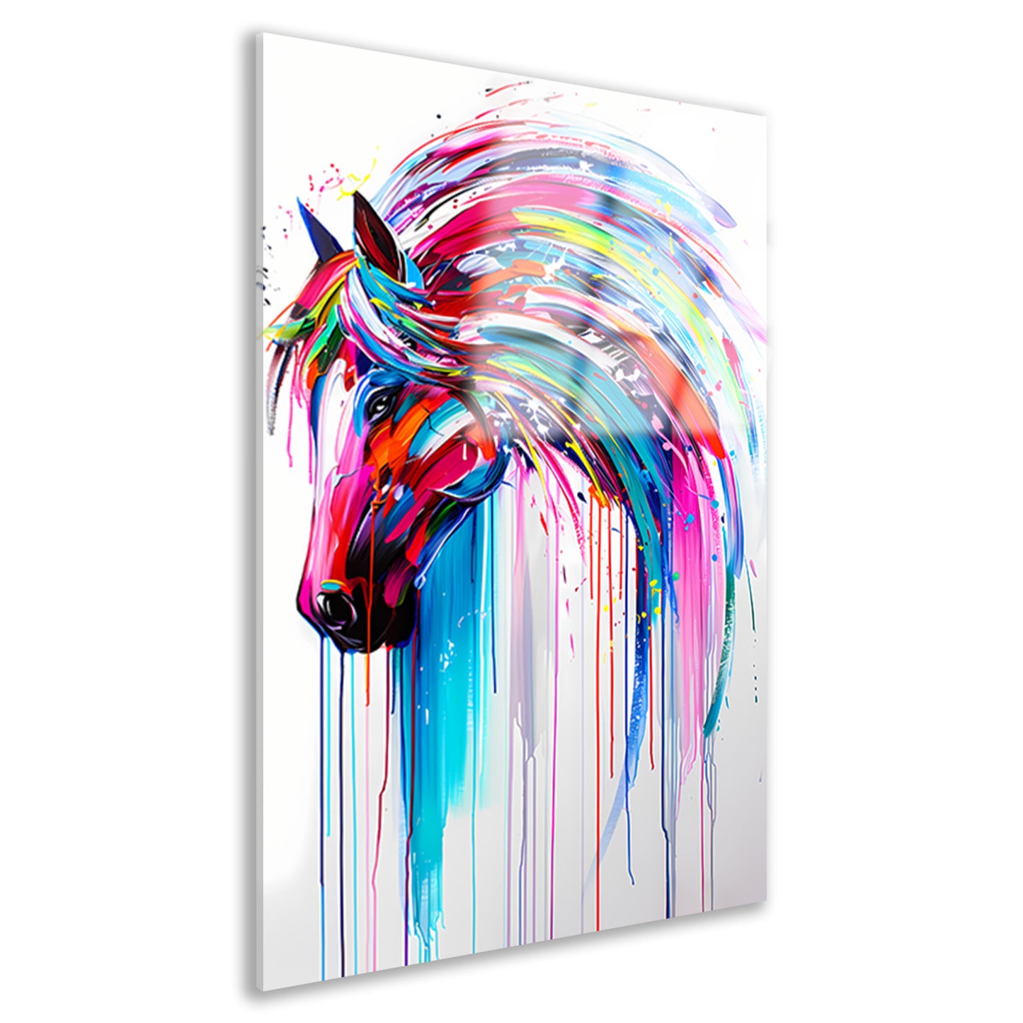 Abstract kleurrijk paardenschilderij voor moderne interieurs acrylglas