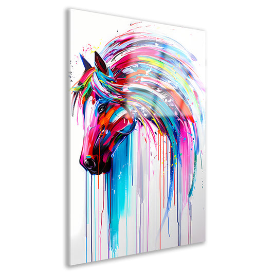 Abstract kleurrijk paardenschilderij voor moderne interieurs acrylglas