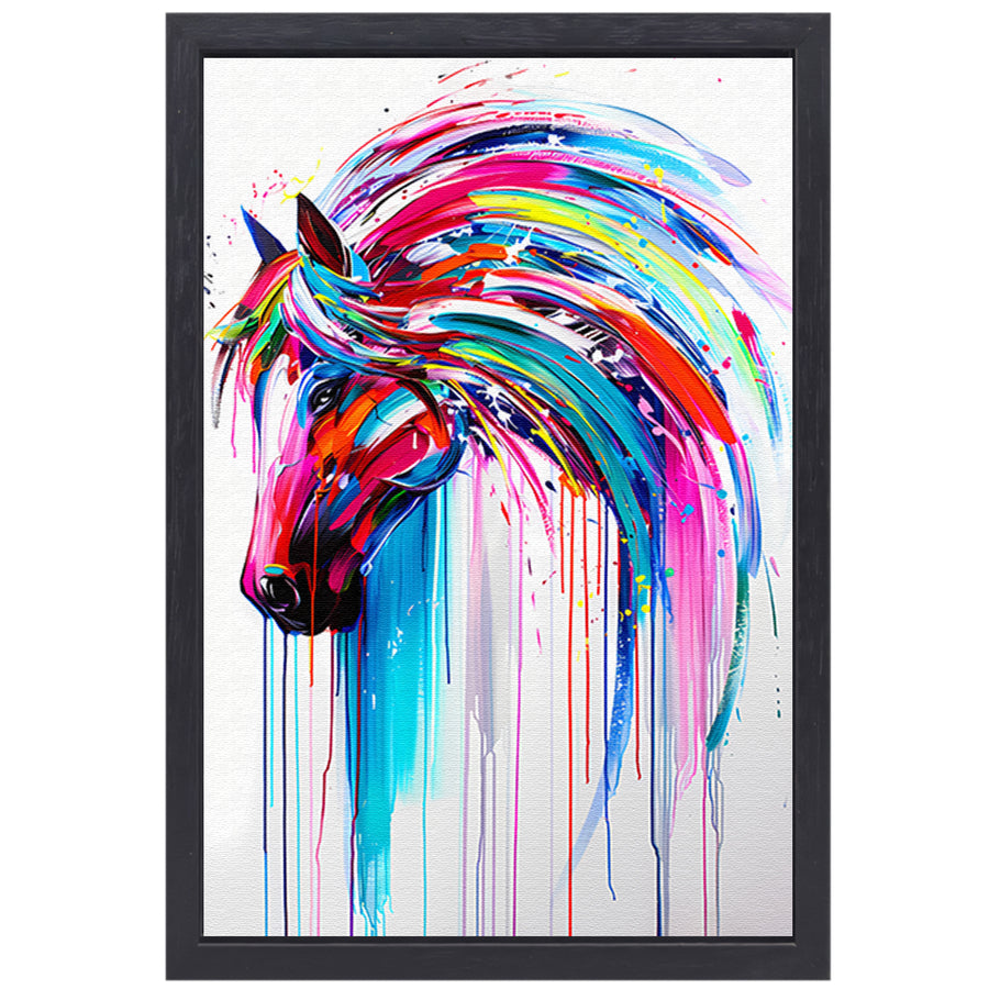 Abstract kleurrijk paardenschilderij voor moderne interieurs canvas met baklijst