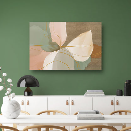 Abstract schilderij met lijnen in Japandi-stijl canvas met baklijst