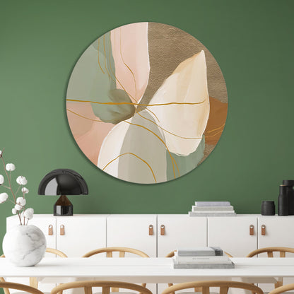 Abstract schilderij met lijnen in Japandi-stijl forex muurcirkel
