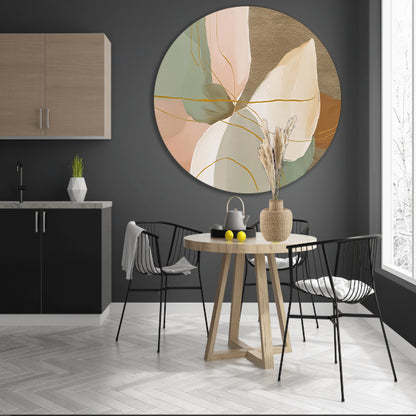Abstract schilderij met lijnen in Japandi-stijl forex muurcirkel