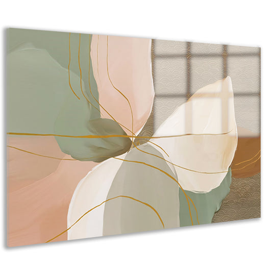 Abstract schilderij met lijnen in Japandi-stijl acrylglas