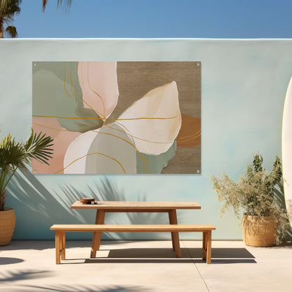 Abstract schilderij met lijnen in Japandi-stijl tuinposter