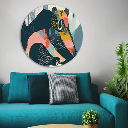 Abstracte beer met levendige kleuren in landschap aluminium muurcirkel