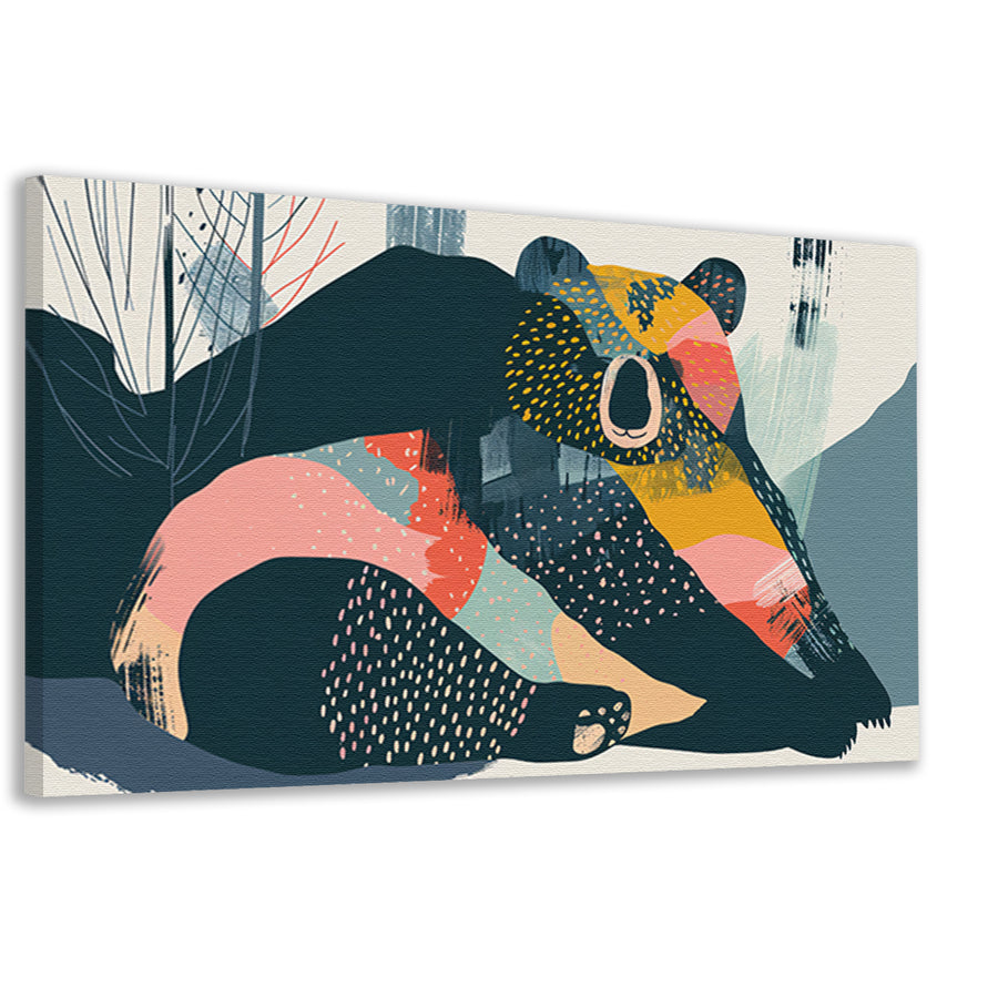 Abstracte beer met levendige kleuren in landschap canvas