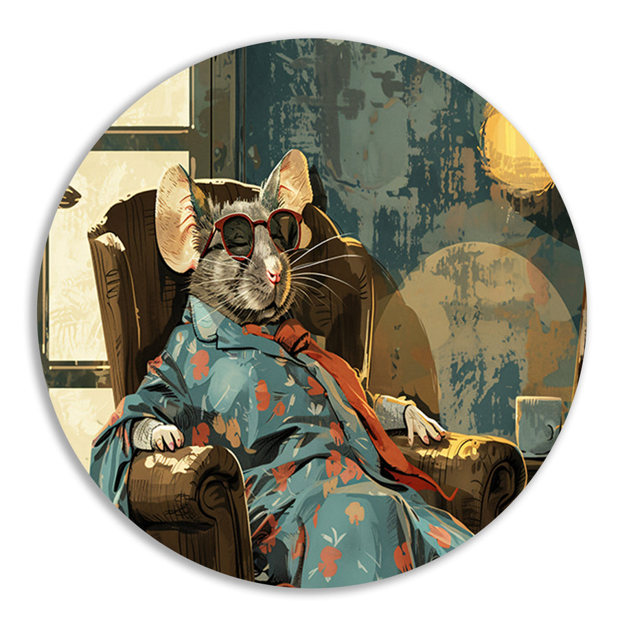 Ontspannen muis in vintage fauteuil forex muurcirkel