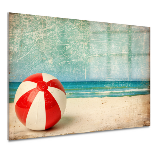 Zomerse strandbal aan kalme kust acrylglas