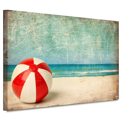 Zomerse strandbal aan kalme kust canvas