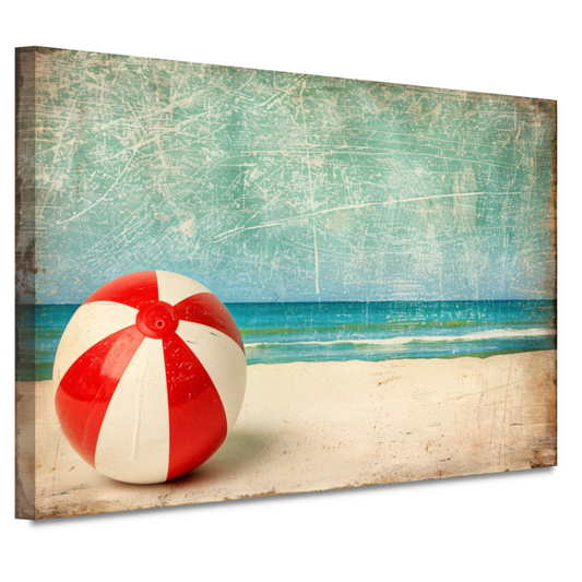 Zomerse strandbal aan kalme kust canvas