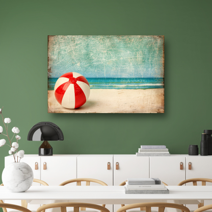 Zomerse strandbal aan kalme kust canvas