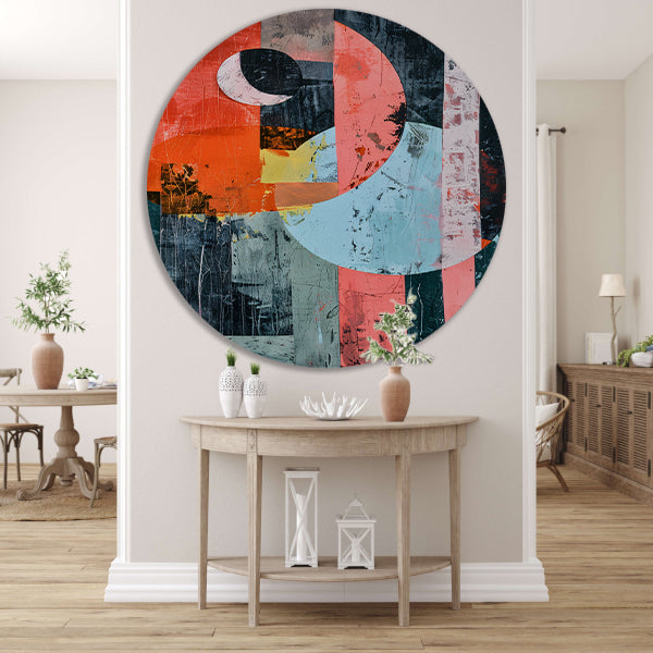 Abstract Kleurenexplosie met Vormen en Lijnen forex muurcirkel