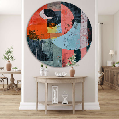 Abstract Kleurenexplosie met Vormen en Lijnen forex muurcirkel