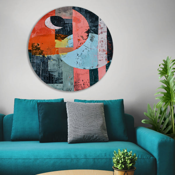Abstract Kleurenexplosie met Vormen en Lijnen forex muurcirkel