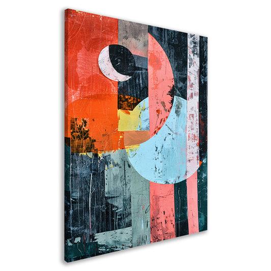 Abstract Kleurenexplosie met Vormen en Lijnen canvas