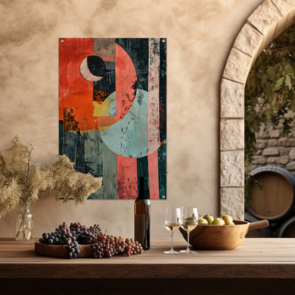 Abstract Kleurenexplosie met Vormen en Lijnen tuinposter