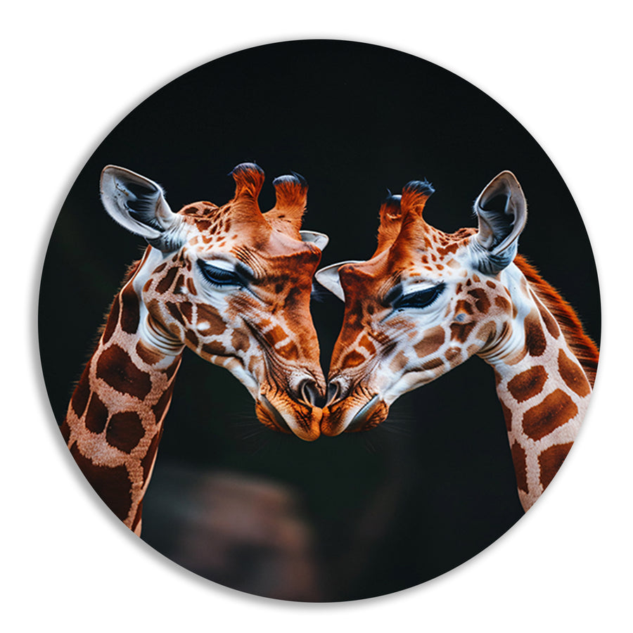 Twee giraffen met donkere achtergrond forex muurcirkel