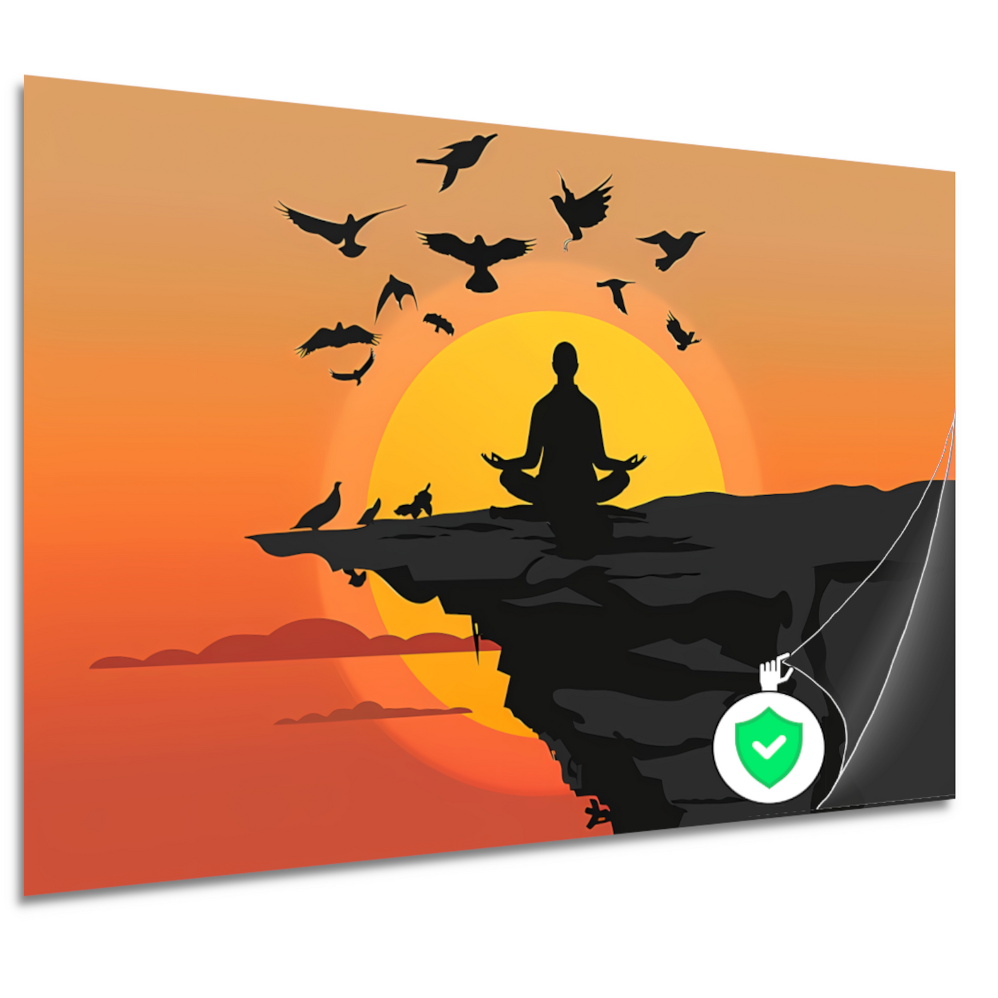 Silhouet Zonsondergang Meditatie poster