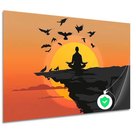 Silhouet Zonsondergang Meditatie poster