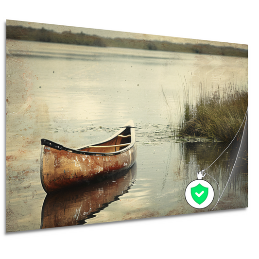 Impressionistische kano op kalm meer poster