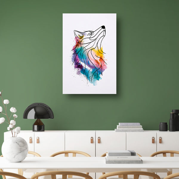 Kleurrijke abstracte wolf in aquarel acrylglas