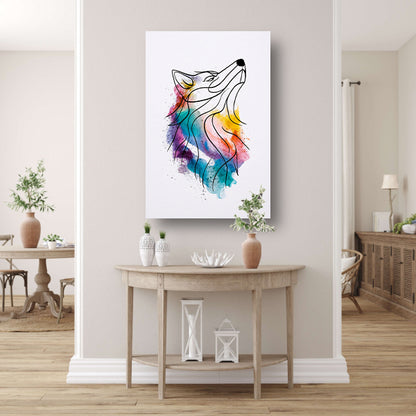Kleurrijke abstracte wolf in aquarel poster