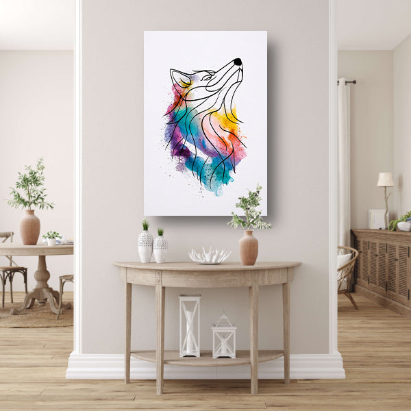Kleurrijke abstracte wolf in aquarel acrylglas