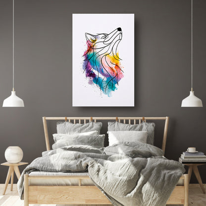 Kleurrijke abstracte wolf in aquarel acrylglas