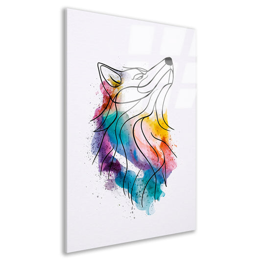 Kleurrijke abstracte wolf in aquarel acrylglas