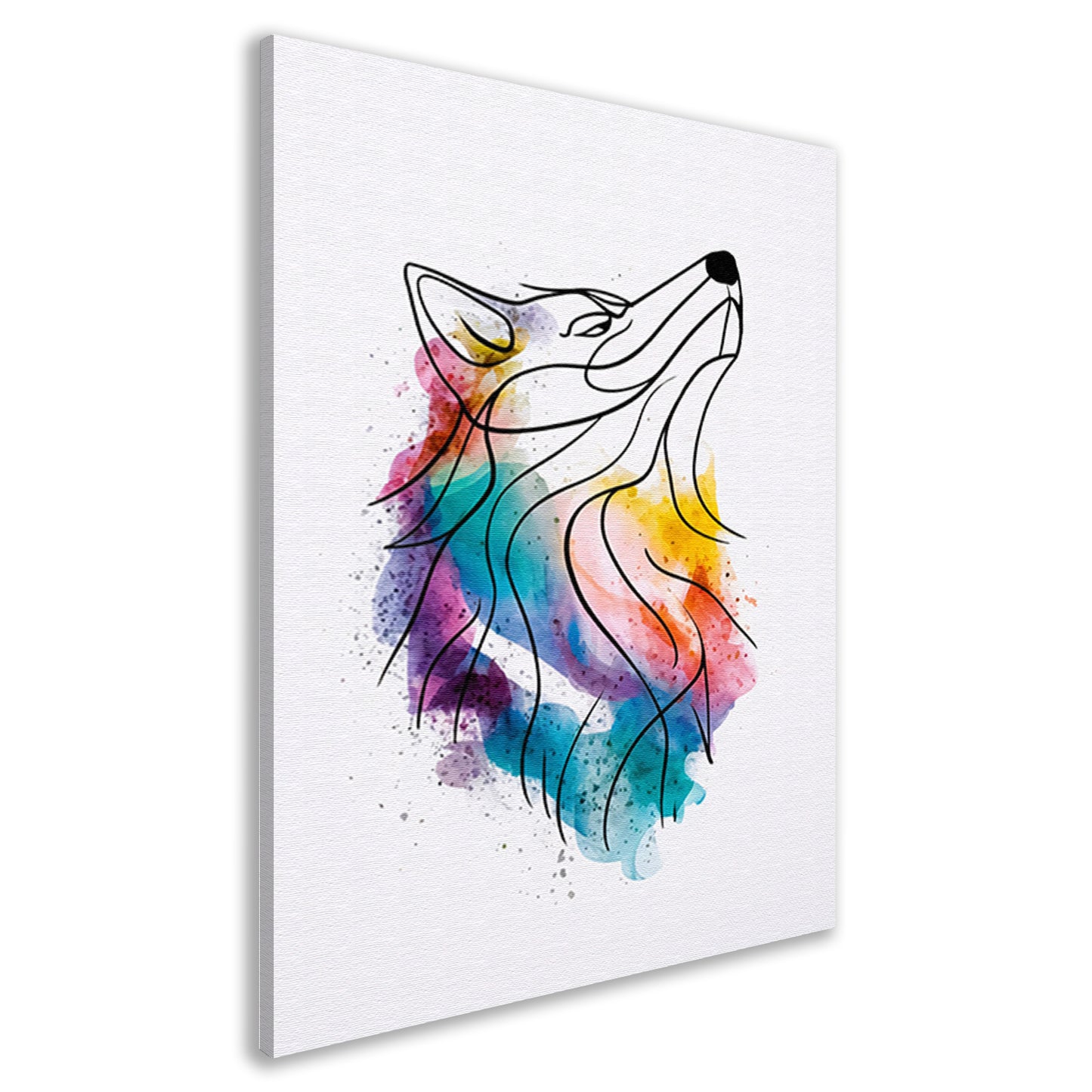 Kleurrijke abstracte wolf in aquarel canvas