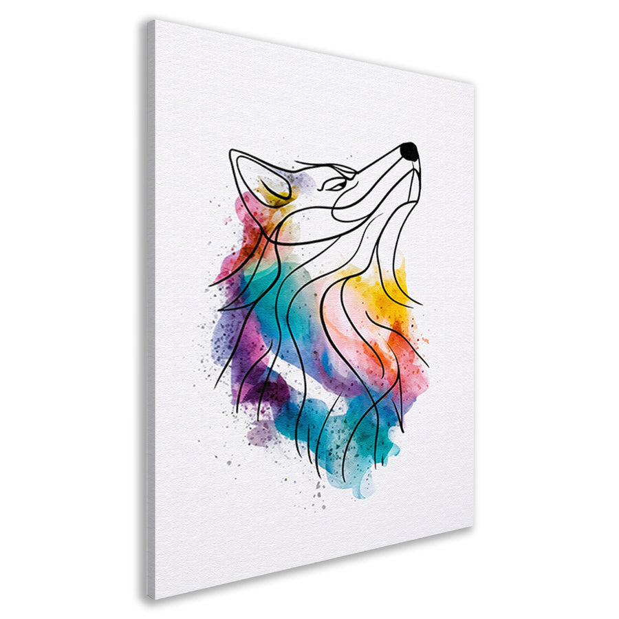Kleurrijke abstracte wolf in aquarel canvas