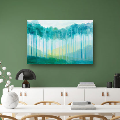 Surrealistisch schilderij van een boslandschap canvas