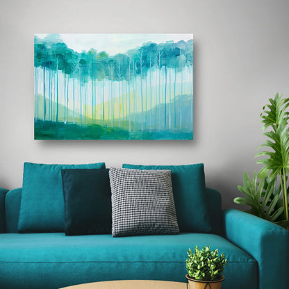 Surrealistisch schilderij van een boslandschap canvas