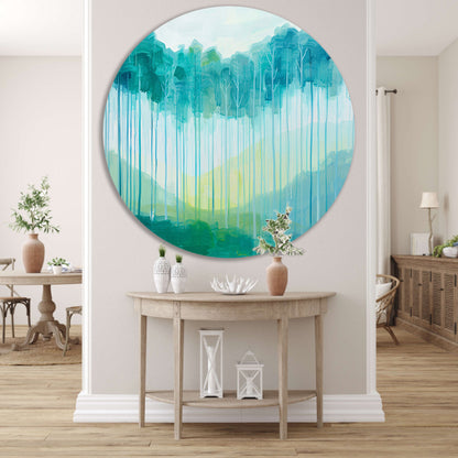 Surrealistisch schilderij van een boslandschap forex muurcirkel