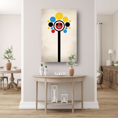 Abstract Beer Met Kleurrijk Cirkels canvas met baklijst