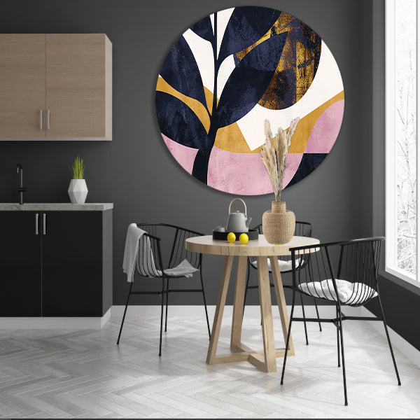 Abstracte geometrische boom in moderne kleuren aluminium muurcirkel