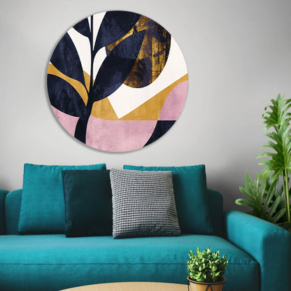 Abstracte geometrische boom in moderne kleuren aluminium muurcirkel