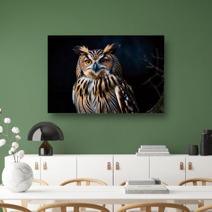 Prachtige close-up foto van een uil canvas met baklijst