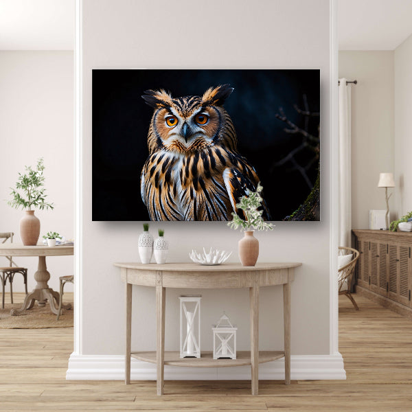 Prachtige close-up foto van een uil canvas met baklijst