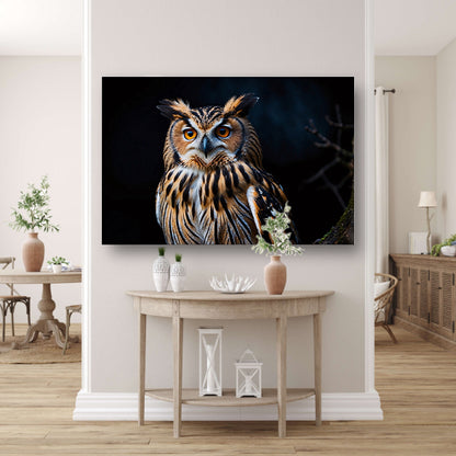 Prachtige close-up foto van een uil canvas met baklijst