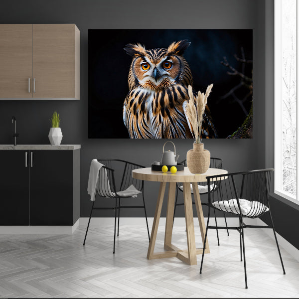 Prachtige close-up foto van een uil canvas met baklijst