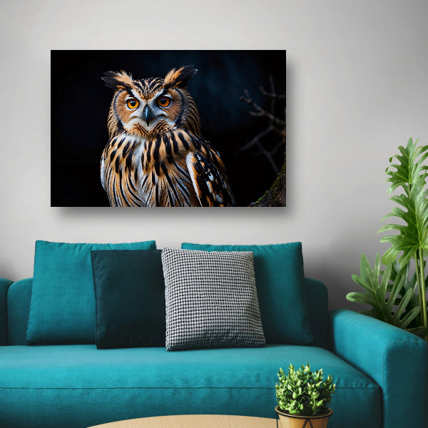 Prachtige close-up foto van een uil canvas met baklijst