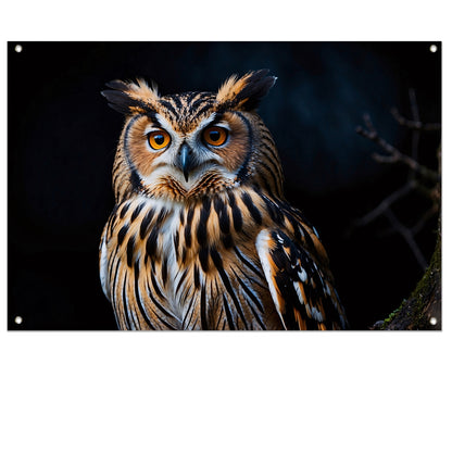 Prachtige close-up foto van een uil tuinposter