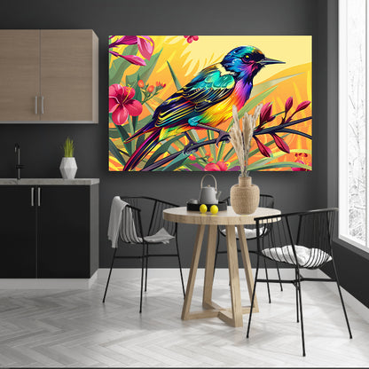 Kleurrijke tropische vogel met bloemen acrylglas