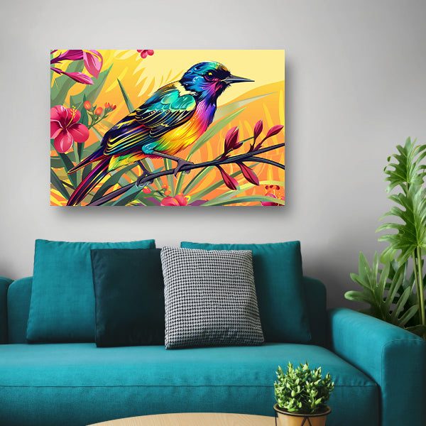 Kleurrijke tropische vogel met bloemen acrylglas