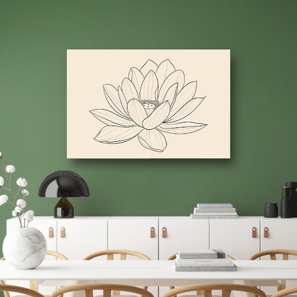 Elegante Lijntekening van Bloeiende Bloem canvas