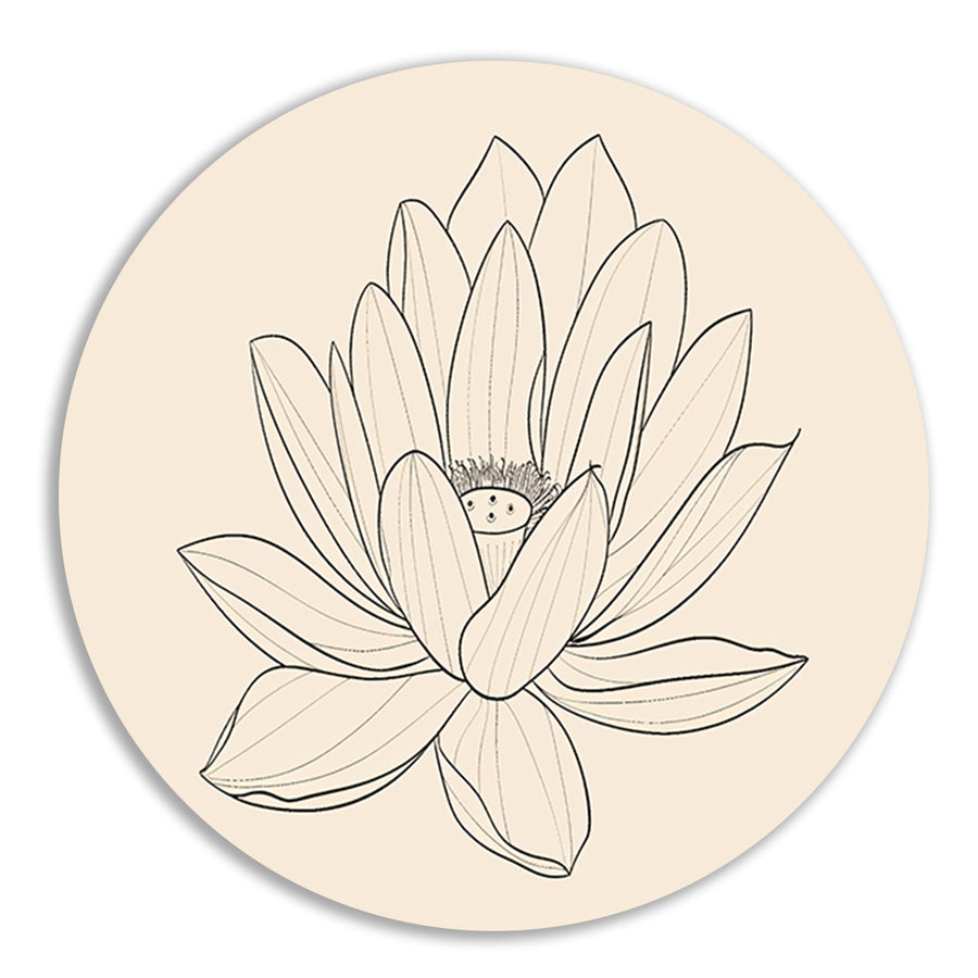 Elegante Lijntekening van Bloeiende Bloem forex muurcirkel