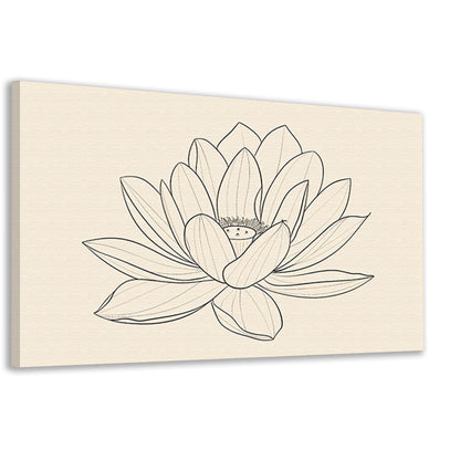 Elegante Lijntekening van Bloeiende Bloem canvas
