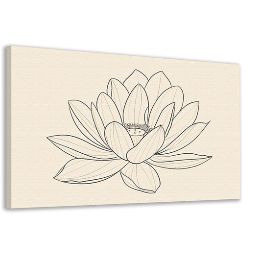 Elegante Lijntekening van Bloeiende Bloem canvas